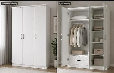 desmalar: Ağ rəngli 3 qapılı paltar şkafı - Minimalist dizayn, düz cizgilər və — 1