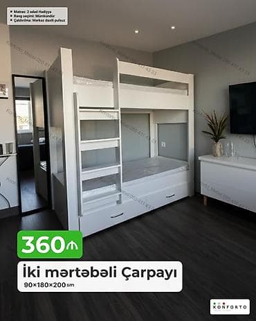 usag maneji: İki mərtəbəli çarpayı – 90×180×200 sm - Kompakt dizayn, uşaq və — 1