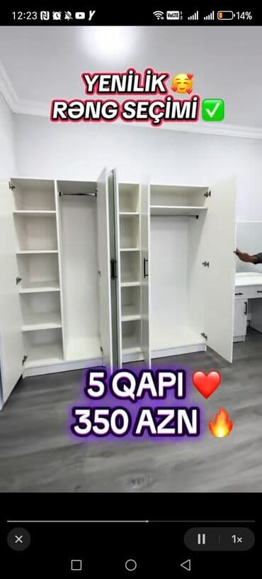 ev qap: Açılan, 4 qapılı Düz dolab, Qarderob, paltar dolabı, Türkiyə — 13
