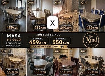 kohnə stul: Xmd Mebel – Yemək otağı dəsti - Masa ölçüsü: 1×2 m - Rəng seçimi — 1