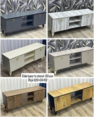 rumin mebeli: TV stend – müxtəlif rəng və dekor variantları - Ölçü: 120 × 33 × 52 — 3