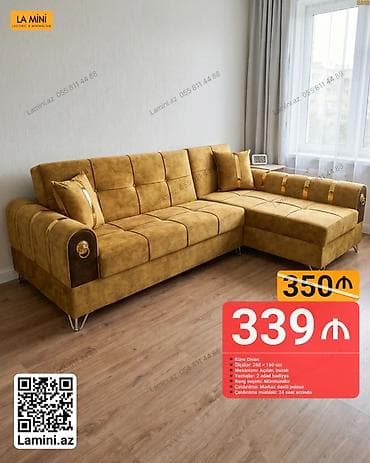 interyer: Künc divan, Açılan, Bazalı, Vеlur parça, Şəhərdaxili pulsuz çatdırılma — 1