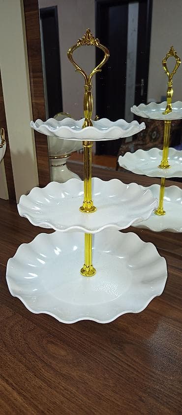 sufre: Tort və şiriniyyat qabı, rəng - Ağ, Keramika — 1