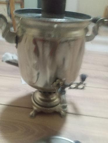 islenmis samovar: Kömür/odunla işləyən klassik samovar - Material: metal (cilalanmış — 4