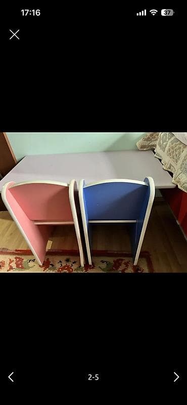 bagca mebelleri satilir: İşlənmiş, Dördbucaq masa, 2 stul — 1