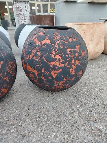 bitki guli: Qlobus formalı dekorativ beton güldan/başlıq qabları - Material — 2