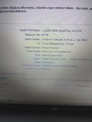 islenmis noutbuklar: HP Pavilion dv6 noutbuk heçbir problemi yoxdur - Ekran: 15.6" — 3