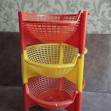 Plastik 3 mərtəbəli səbət stendi - Material: yüngül və davamlı