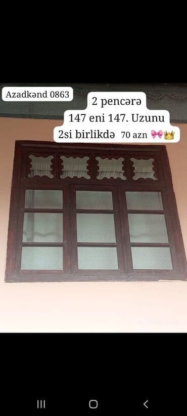 hamam vannasi olculeri: Б/у Двухстворчатое Деревянное окно, Ширина: 147 см, Длина: 147 см — 1