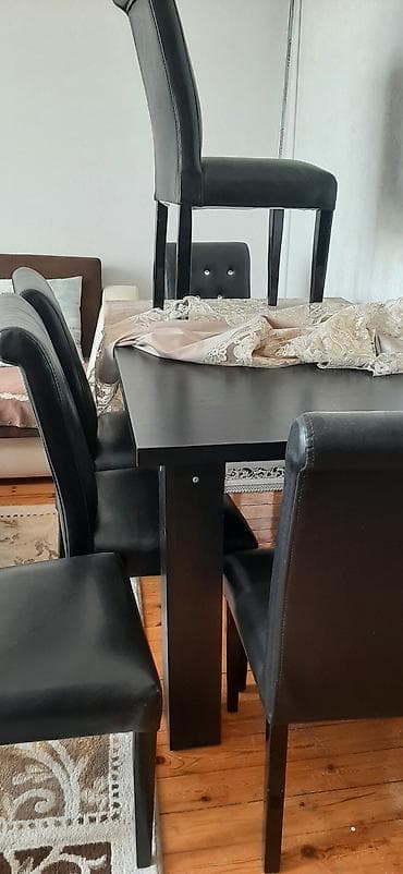 барные стулья: Qonaq otağı üçün, Açılmayan, Dördbucaq masa, 6 stul — 3