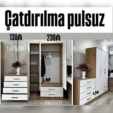 hamam dolapları: Üç qapılı dolab təmiz laminatla Qiymət : 230₼ Ölçü : 2x 1.20x 47 — 1