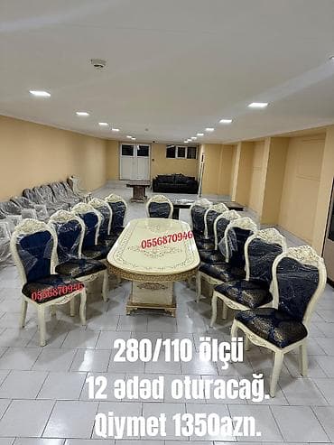 Qonaq otağı üçün, Yeni, Oval masa, 12 stul
