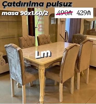 topdan qab qacaq: Qonaq otağı üçün, Yeni, Açılmayan, Dördbucaq masa, 6 stul — 1