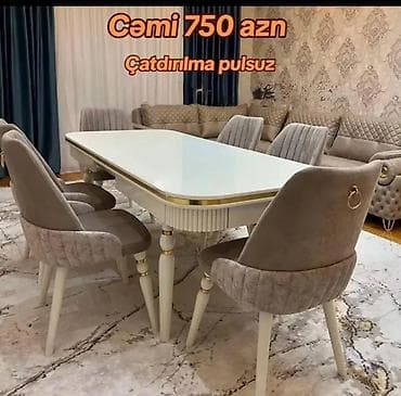 Qonaq otağı üçün, Yeni, Açılan, Dördbucaq masa, 6 stul