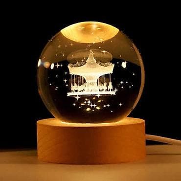 roma: LED işıqlı kristal şar lampa - Şəffaf kristal şar daxilində lazer — 6