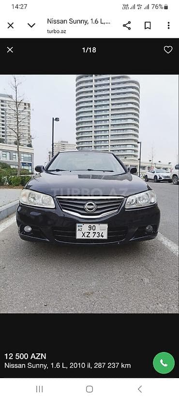 Yağlar və avtokimyəvi maddələr: Nissan Sunny: 1.6 l | 2010 il Sedan — 4