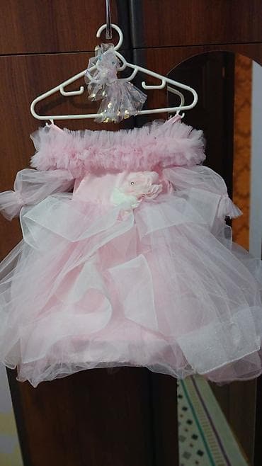 Uşaq üçün zərif ziyafət donu - Rəng: açıq çəhrayı - Model: çoxqatlı