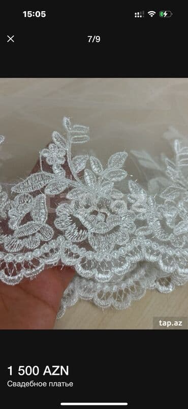 sadə toy donlari: Zərif krujeva detalları və uzun ətəyi olan, ağ rəngli gəlinlik — 13