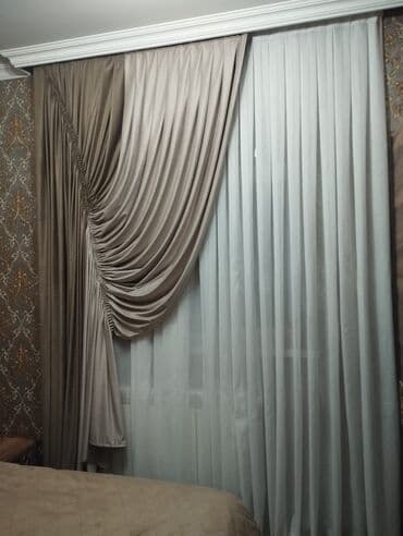 Pərdə və tüllər: Ağ rəngli tül pərdə baha alinb 6 metr hündürlüyü 295 - Material — 2