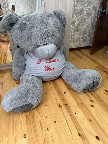 don şəkilləri çəkmək: Nəhəng plyuş ayı - Rəng: boz - Üzərində “I Love You” yazılı boz — 1