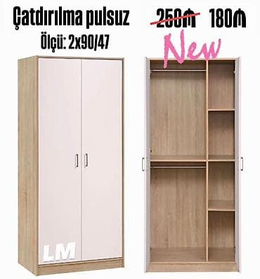 paltar dolab: İkiqapılı paltar dolabı - Ölçü: 2x90/47 - Daxili quruluş: asılqan — 1