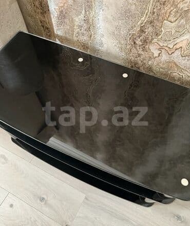 стеклянная тумба под телевизор: Прямой ТВ стенд, С полками, Стеклянный — 2