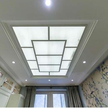 алчипан потолок: LED işıqlı gərmə tavan paneli – dekorativ və funksional işıqlandırma — 1