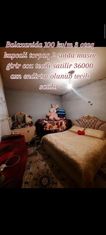 Balaxanı qəsəbəsində 100 kv.m sahəli, 3 otaqlı həyət evi. Torpaq