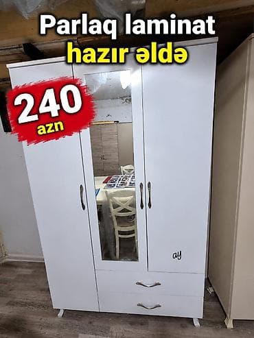 ucuz dolab: Laminat şkaf - Material: laminat səth - Rəng: ağ - Dizayn: 3 qapılı — 1