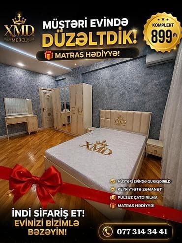 tut: XMD Mebel – Yataq otağı mebel dəsti - Komplekt: çarpayı başlığı ilə — 1