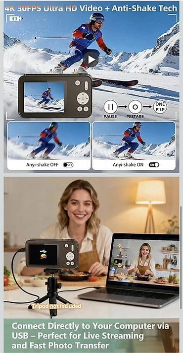 Rəqəmsal Kamera – 4K Ultra HD, 64MP, 16X Power Zoom Xüsusiyyətlər: - — 4