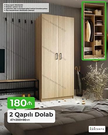 bal: 2 qapılı dolab – 47×200×90 sm ölçüdə, yığcam və funksional saxlama — 1