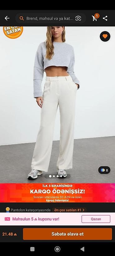 Аксессуары: Брюки, Trendyolmilla, L, цвет - Белый — 1