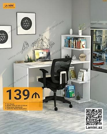 taxta ref: Künc masa, Stulsuz, Polkalı, Siyirməsiz, Sadə laminat — 1