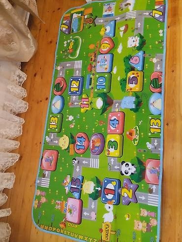 bazalı taxt: Uşaq üçün ikiüzlü oyun/xalça matı - Rəngli, maarifləndirici dizayn — 1