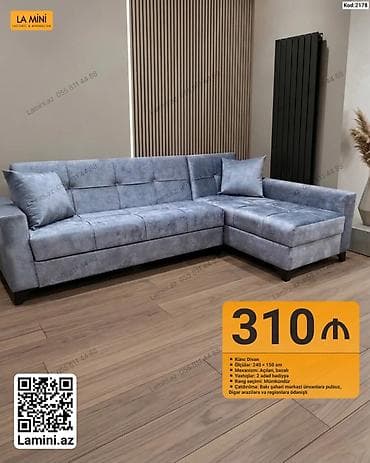 Künc Divan – Kod: 2178 - Ölçülər: 240 × 150 sm - Mexanizm: Açılan — 1
