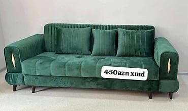ucuz stol: Yaşıl məxməri 3 nəfərlik divan - Rəng: zümrüd yaşıl - Material — 1