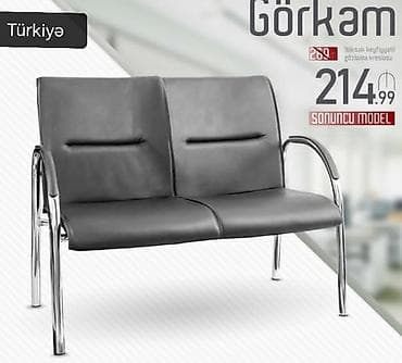 İki nəfərlik ofis gözləmə oturacağı - Material: qara rəngli, asan