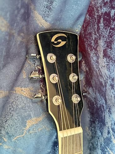 gitara sim: Akkustik gitara – qara rəng, dreadnought korpus, kəsik (cutaway) — 3