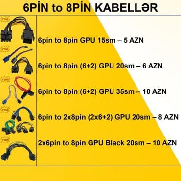 Noutbuklar üçün örtük və çantalar: Kabellər "6pin Original" ⭐6pin to 8pin GPU 15sm – 5 AZN ⭐6pin to 8pin — 2