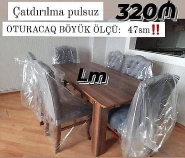 kafe ucun stol stullar: Masa 6 Stul dəsti Masa bağlı: 90×1.70+6stul: 320₼ Masa açılan  — 3