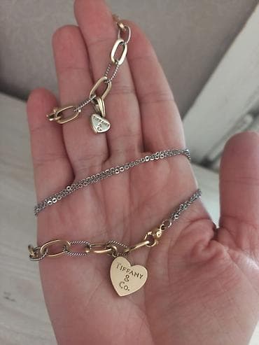 jacob co: Tiffany & Co. üslubunda 585 eyar qızıl boyunbağı və bilərzik dəsti — 2