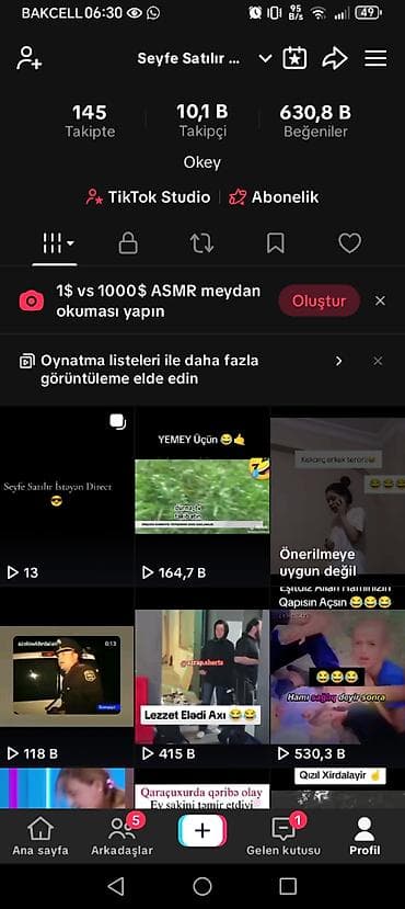 Находки, отдам даром: 10k tiktok hesabı satilir 635k beyenusi var 12ci level — 2