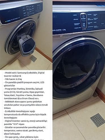 et masini: Yeni kimi. tam işlək. Samsung paltaryuyan. 6,5 kq Ünvan Əmircan — 1