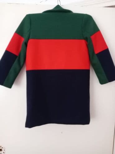 пальто зимнее: Uşaq üçün rəngli palto - Model: üçrəng zolaqlı dizayn – tünd yaşıl — 1