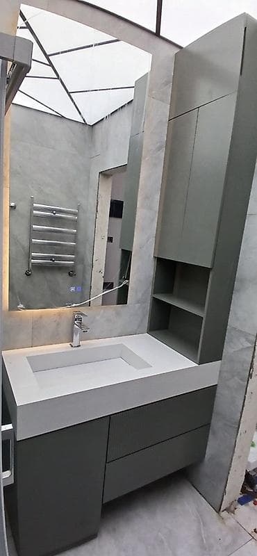 divar rəfi: Müasir vann otağı mebelləri və sanitariya avadanlıqları dəsti - Asma — 1