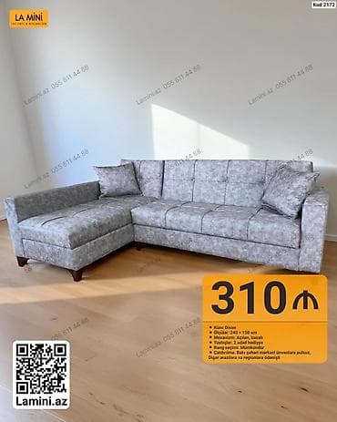 kreditle kunc divanlar: Künc divan – La Mini (Kod: 2172) - Ölçülər: 240 × 150 sm - Mexanizm — 1