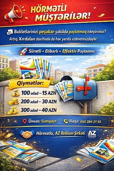 166 temizlik: Xırdalan və Sumqayıt ərazisində bukletlərin peşəkar paylanması xidməti — 1