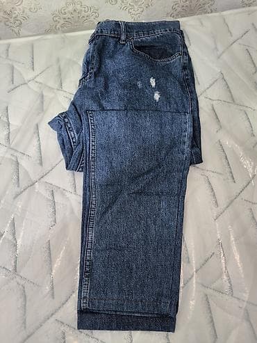 rn 98339 ca 34767 prada: Mavi “Denim” cins şalvar - Klassik mavi rəng, orta yuyulma effekti - — 4