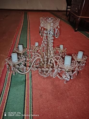 lüstür şəkilləri: Çılçıraq, 6 lampa, Xrustal — 1